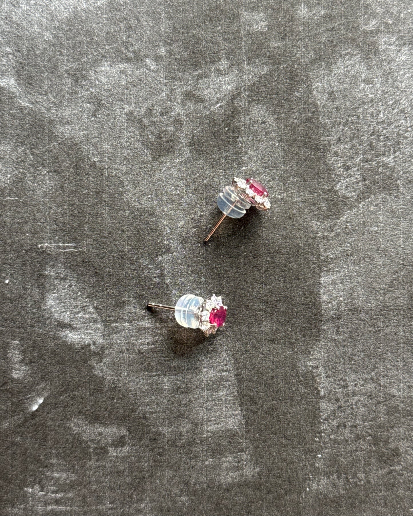18K White Gold Ruby and Diamond Earrings (Sale)