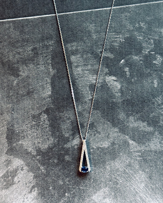 18K White Sapphire Diamond Necklace (Sale)