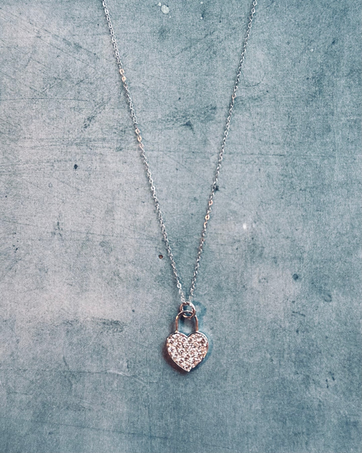 18K White Gold Heart Locket Diamond Necklace (Sale)