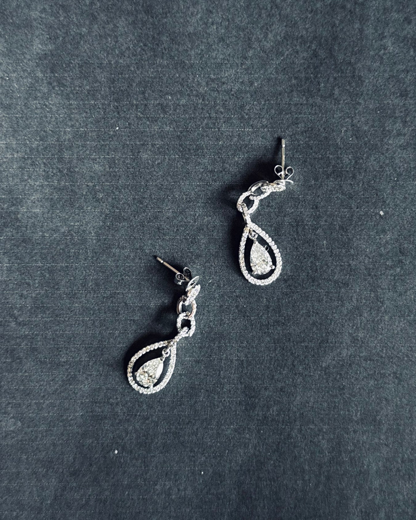 18K White Gold Diamond Chain Drop Dangling (Sale)