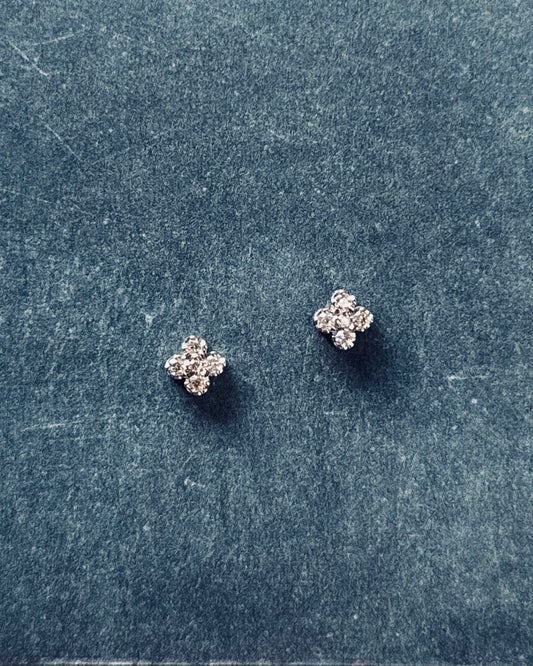 18K White Gold 4 Clover Earrings (Sale)