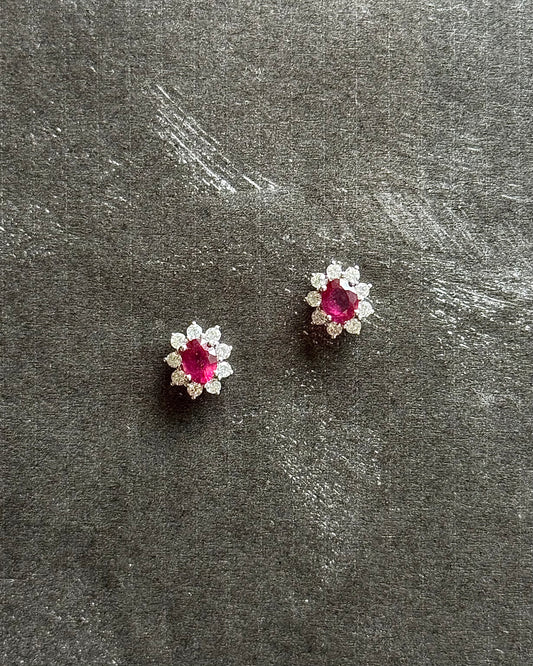 18K White Gold Ruby and Diamond Earrings (Sale)
