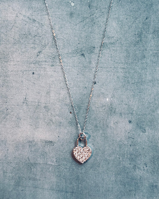 18K White Gold Heart Locket Diamond Necklace (Sale)