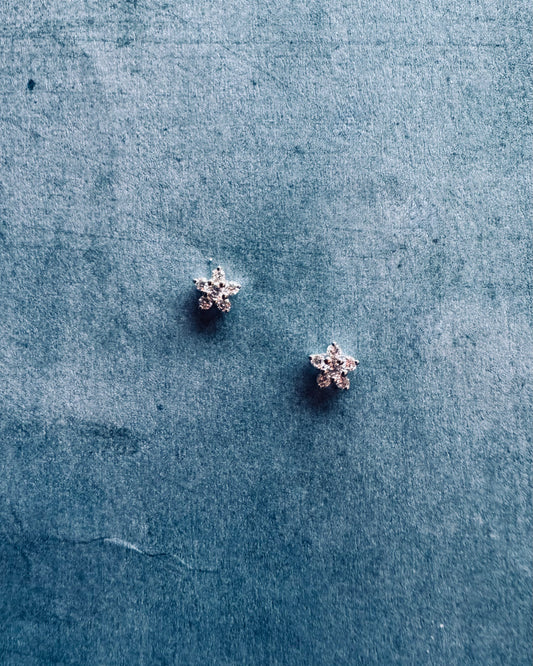 18K White Gold 5 Leaf Petal Earrings (Sale)