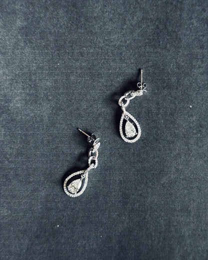 18K White Gold Diamond Chain Drop Dangling (Sale)